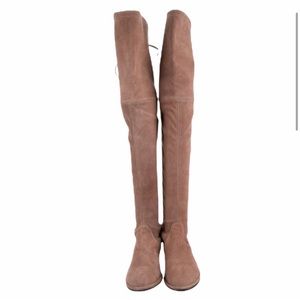 Stuart Weitzman The Lowland Boot Taupe Stretch Suede Over The Knee